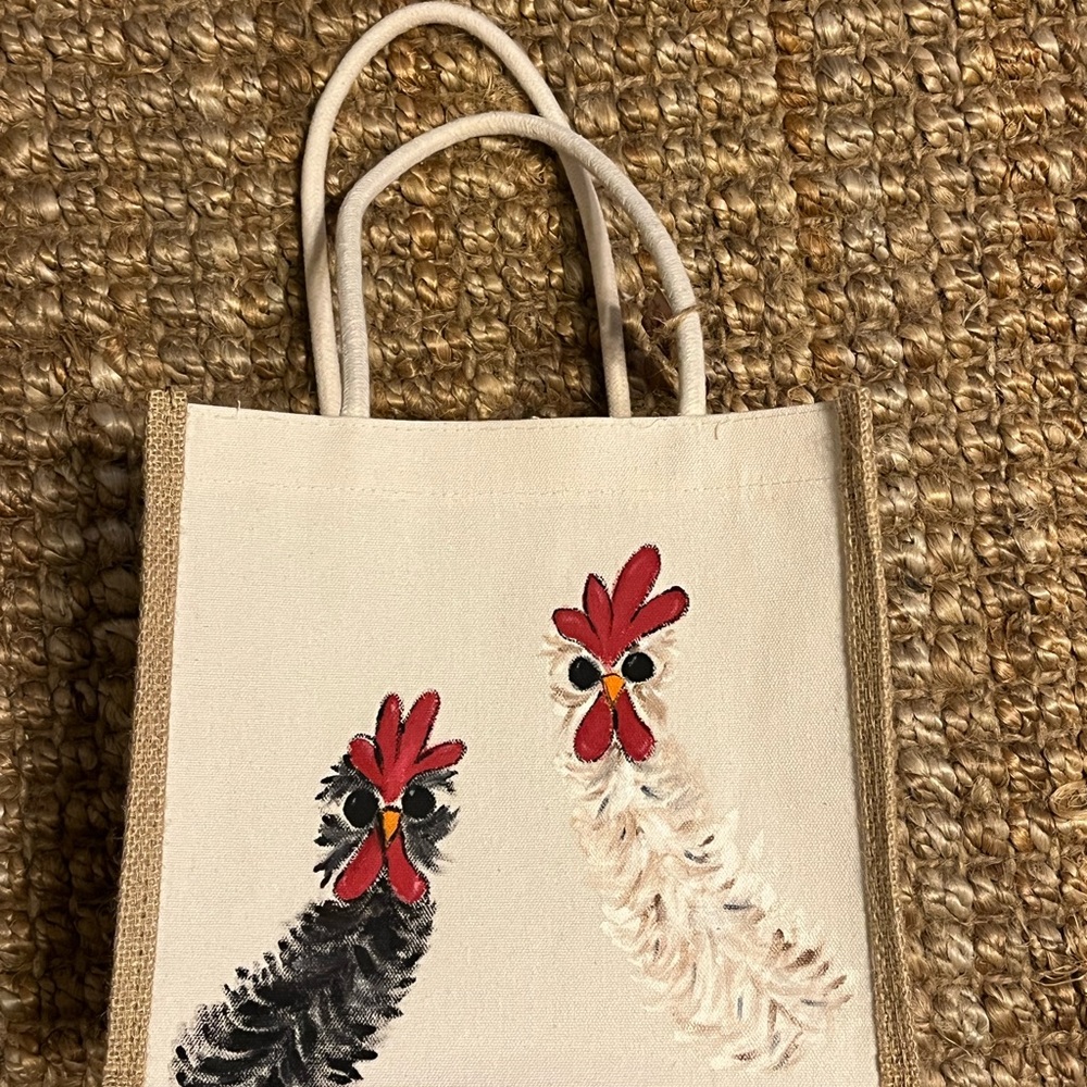 Canvas Tote Bag with Rooster Design